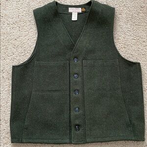 Vintage Filson 100% Virgin Wool Vest. Style 20. Size 44. Olive Green.
